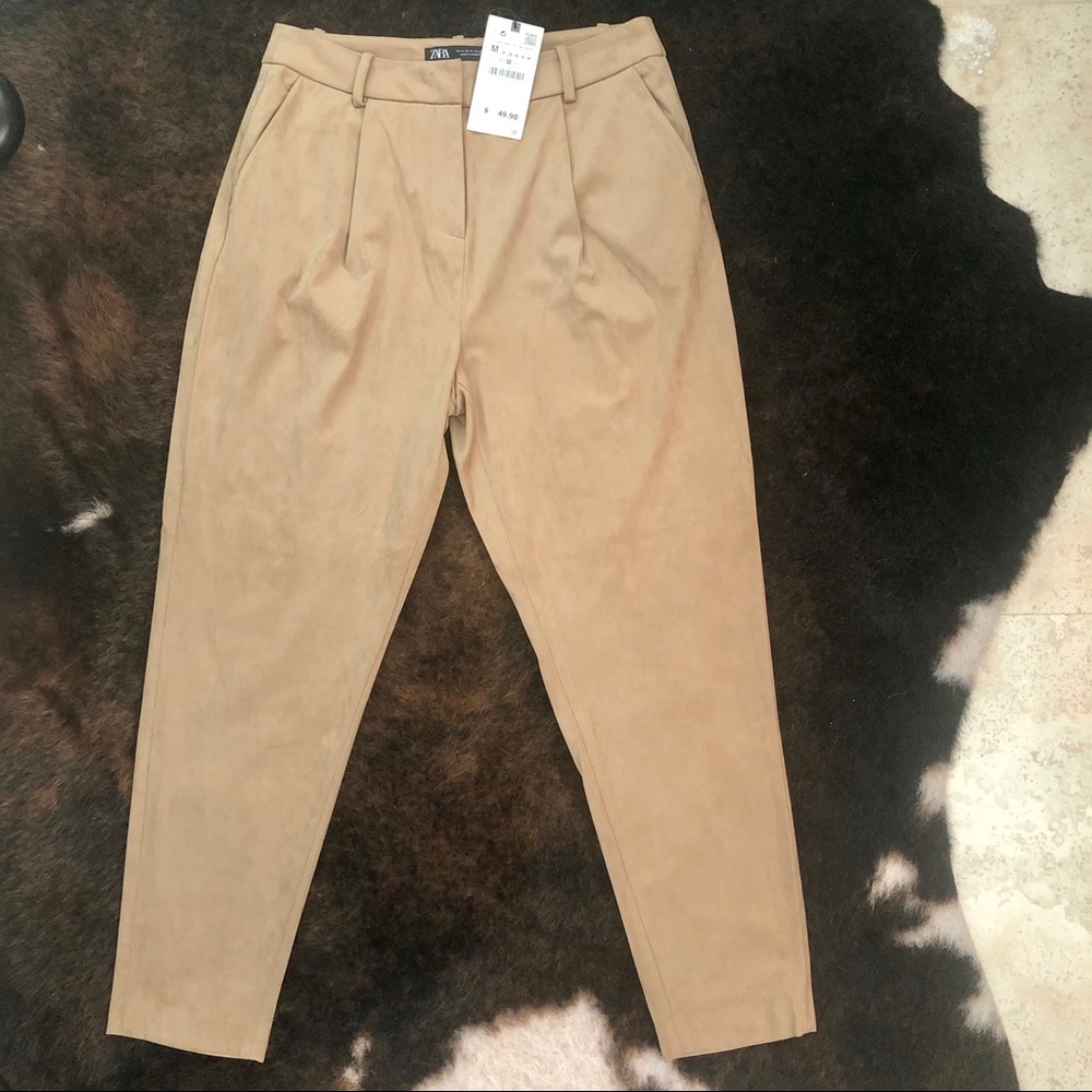 ◾️ZARA NWT Faux-Suede Tan Trousers
